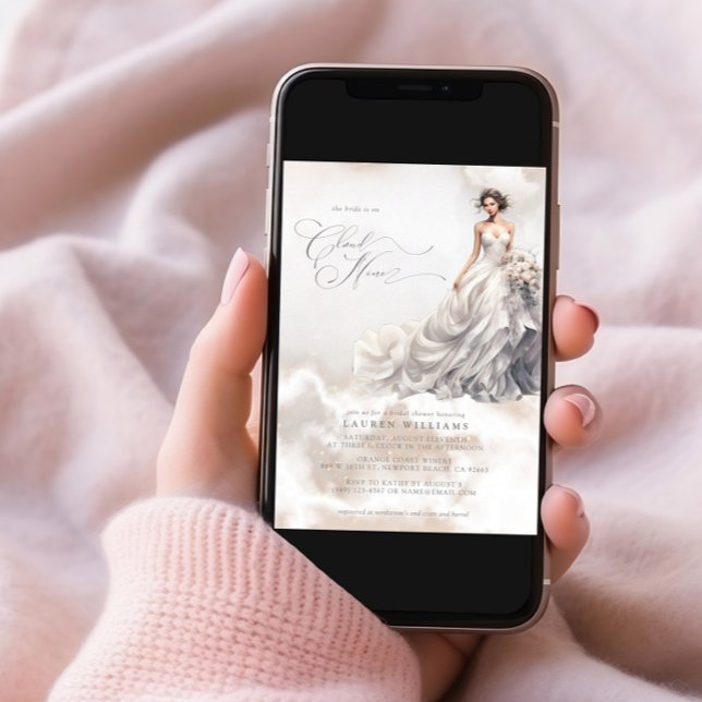 Invitation Pastel She's On Cloud Nine Dreamy Fête des mariées (Créateur téléchargé)