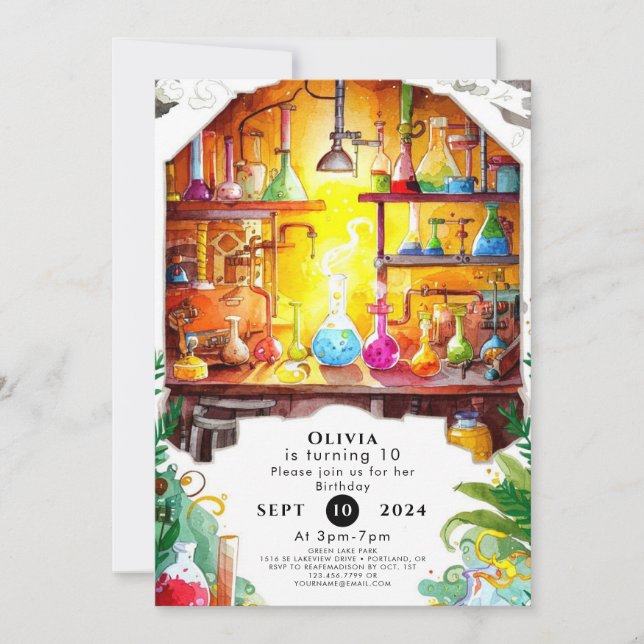 Invitation Pastel Simple Fun Scientifique Anniversaire (Devant)