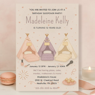 Invitation Pastel Sleepover fête d'anniversaire pour les fill
