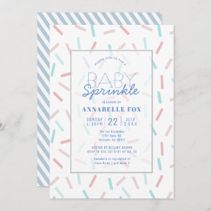 Invitation Pastel Sprinkles Bleu Baby Sprinke Douche Invitat