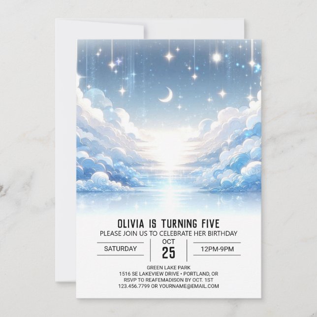 Invitation Pastel Stars Celestial Digital Anniversaire (Devant)