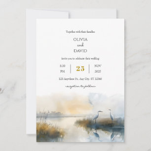 Invitation Pastel Sunrise Seaside Salt Marsh Beach Mariage