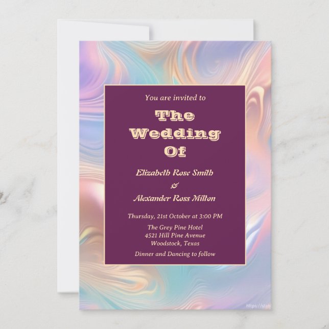 Invitation Pastel super rétro mariage des vagues abstraites (Devant)