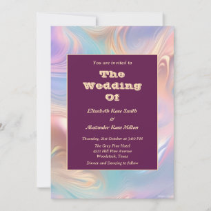 Invitation Pastel super rétro mariage des vagues abstraites