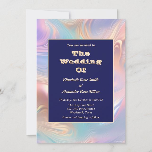 Invitation Pastel super rétro mariage des vagues abstraites (Devant)