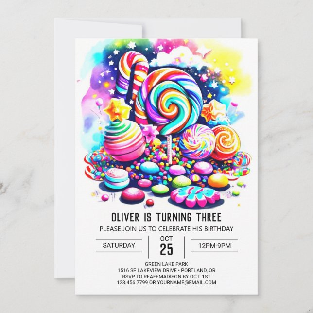Invitation Pastel Sweet Chocolate Imprimable Anniversaire (Devant)