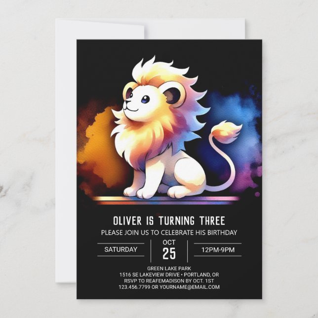 Invitation Pastel Sweet Lion Anniversaire (Devant)