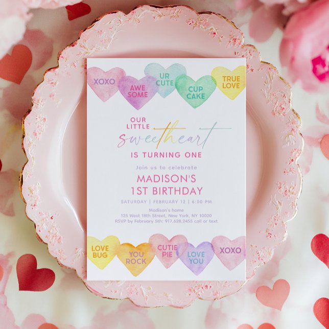 Invitation Pastel Sweetheart Coeurs Arc-en-ciel Anniversaire (Créateur téléchargé)
