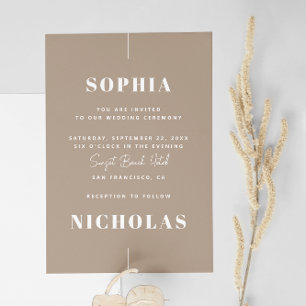 Invitation Pastel taupe Elégant minimaliste mariage QR Code
