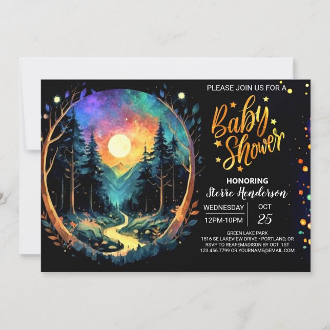 Invitation Pastel Timber Adventure Attend le Baby shower (Devant)