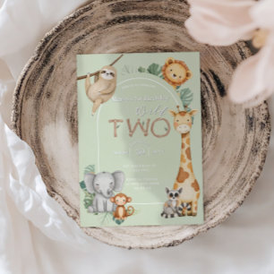 Invitation Pastel Tropical Sauvage Deux Animaux de Safari dan