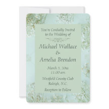 Pastel Turquoise Fleurs blanches Mariage Invitatio