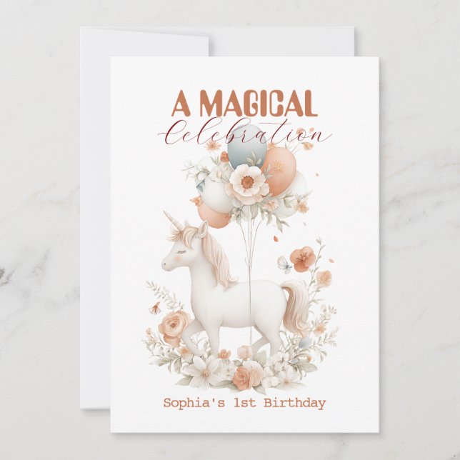 Invitation Pastel Unicorn 1er anniversaire (Devant)