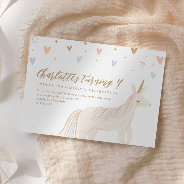 Invitation Pastel Unicorn Fille Anniversaire (Créateur téléchargé)