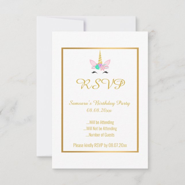Invitation PASTEL UNICORN RAINBOW 2 TOUTES LES Occasions RSVP (Devant)