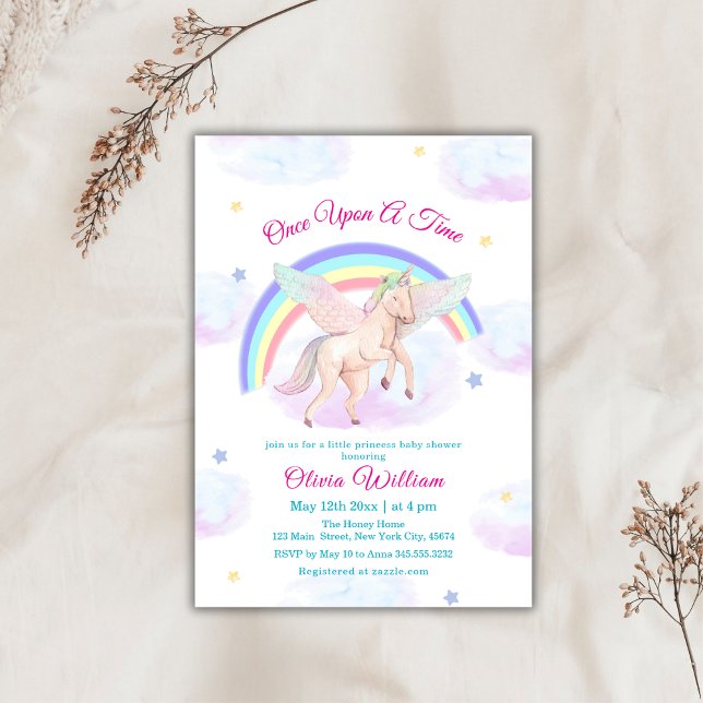 Invitation Pastel Unicorn Rainbow Fairytale Baby shower (Pastel Unicorn Rainbow Fairytale Baby Shower Invitation)