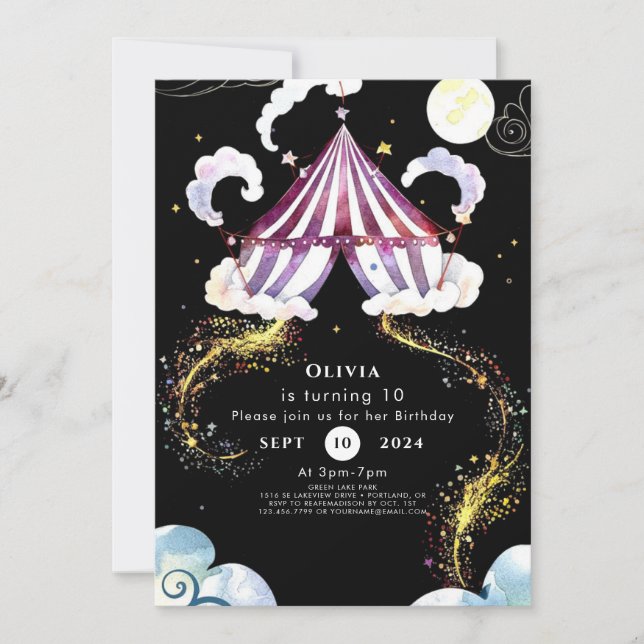 Invitation Pastel Vibrant Circus Anniversaire (Devant)