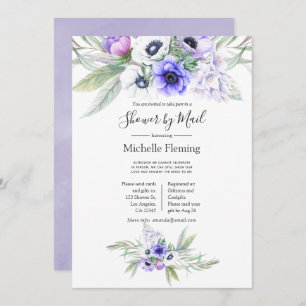 Invitation Pastel Violet Floral Bébé ou Fête des mariées par