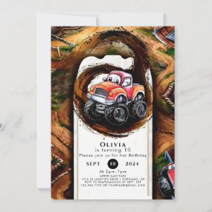 Invitation Pastel Wheels Monster Truck Anniversaire