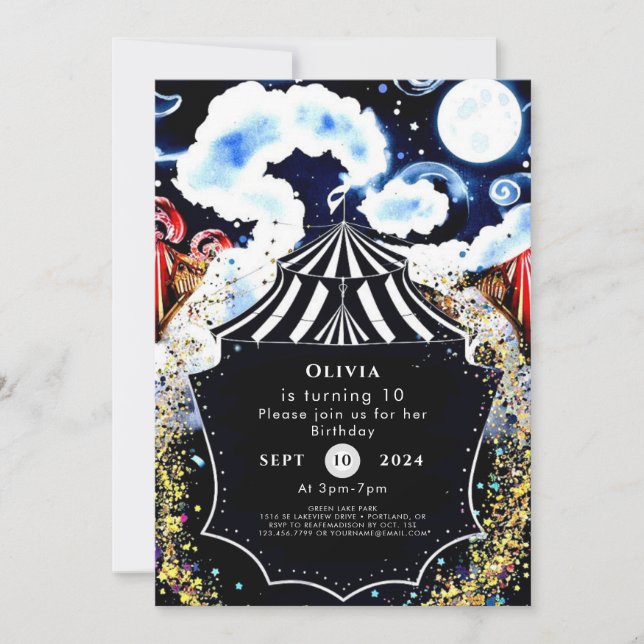 Invitation Pastel Whimsical Circus Anniversaire (Devant)