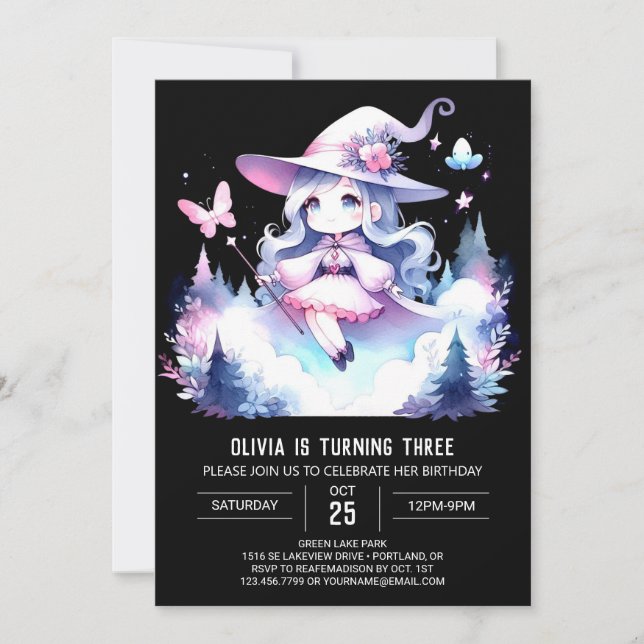 Invitation Pastel Whimsical Wizard Anniversaire (Devant)