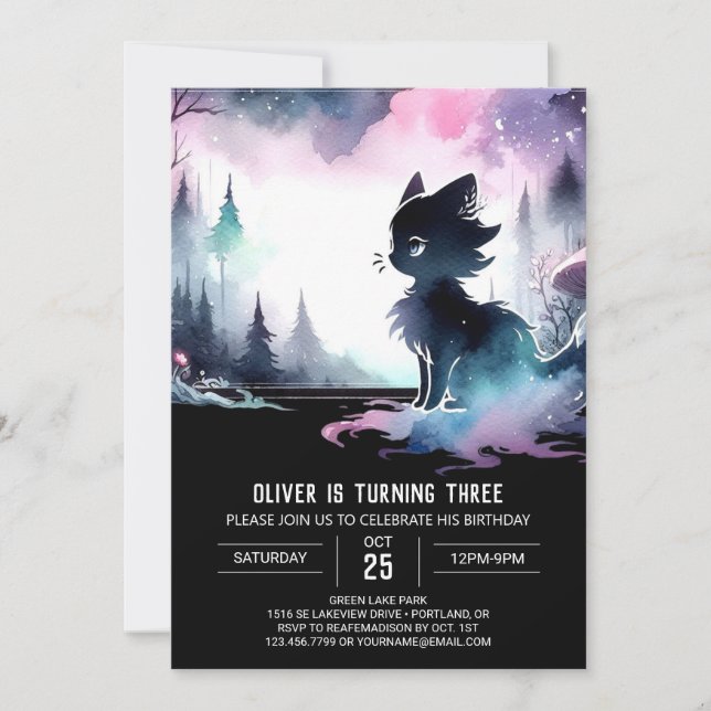 Invitation Pastel Whimsy Chat Anniversaire (Devant)