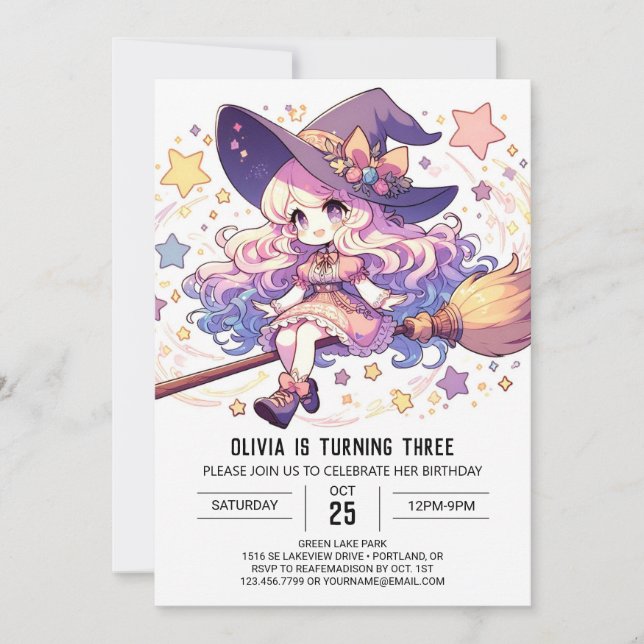 Invitation Pastel Whimsy Wizard Anniversaire (Devant)