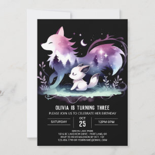 Invitation Pastel Whimsy Wolf Anniversaire