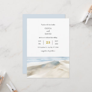 Invitation Pastel White Sandy Dunes Shoreline Beach Wedding