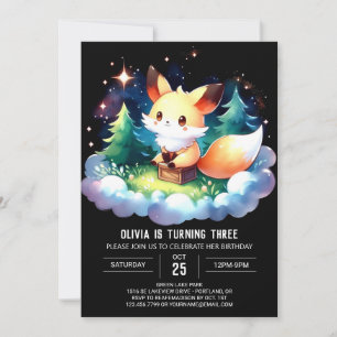 Invitation Pastel Wild Fox Anniversaire numérique