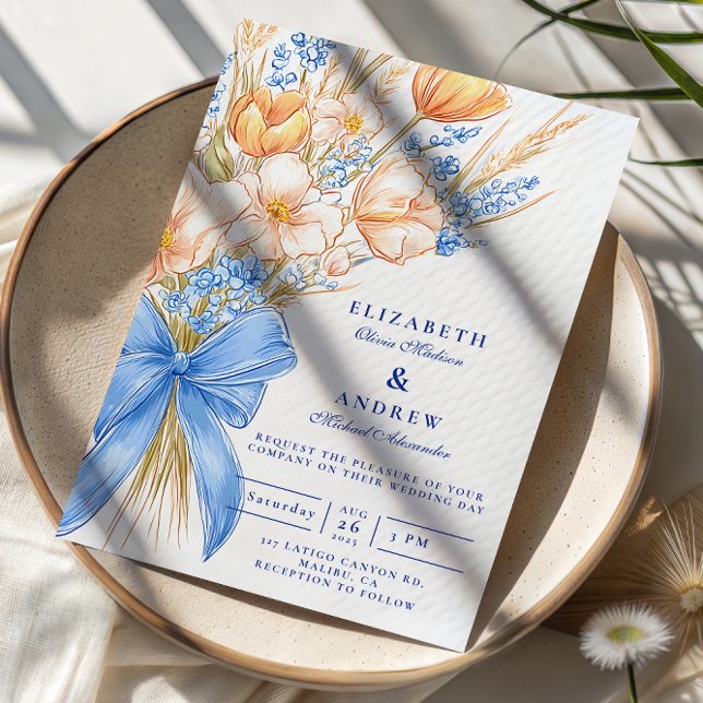 Invitation Pastel Wildflower Bow Wedding (Créateur téléchargé)