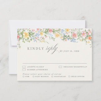 Invitation Pastel Wildflower Spring Garden Floral RSVP Card