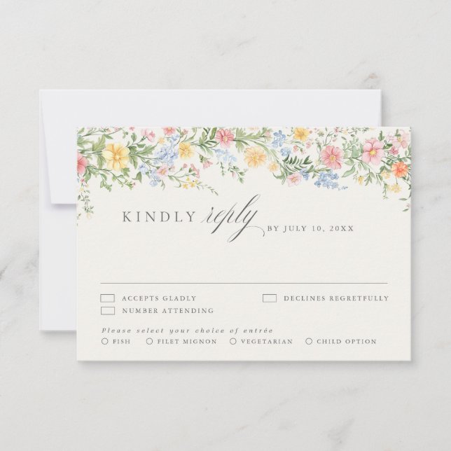 Invitation Pastel Wildflower Spring Garden Floral RSVP Card (Devant)