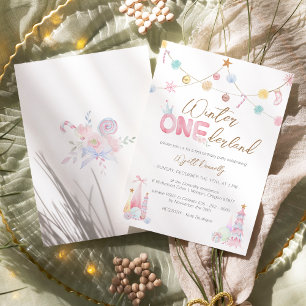 Invitation Pastel Winter Onederland Premier anniversaire