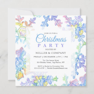 Invitation Pastel Winter Snowflakes Corporate Christmas Party