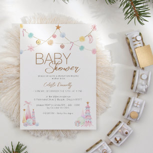 Invitation Pastel Winter Wonderland Baby shower neutre
