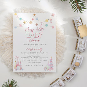 Invitation Pastel Winter Wonderland Merry Little Baby shower
