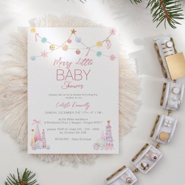 Invitation Pastel Winter Wonderland Merry Little Baby shower (Créateur téléchargé)