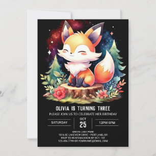 Invitation Pastel Woodland Fox Anniversaire numérique