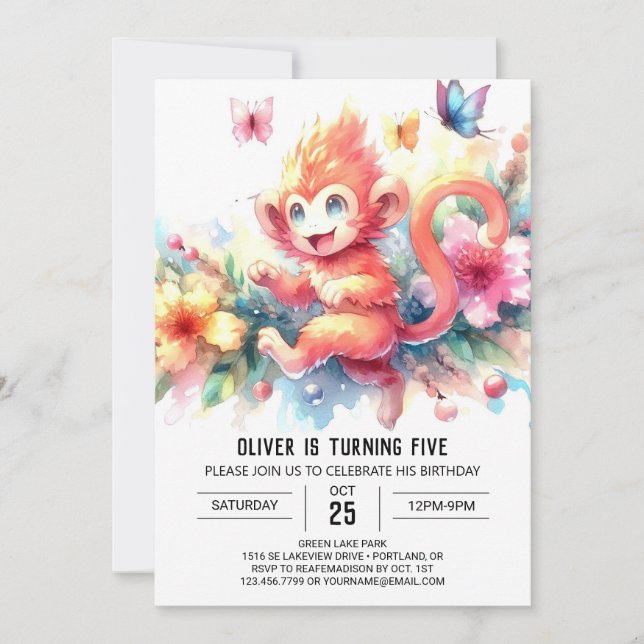 Invitation Pastel Woodland Singe Anniversaire (Devant)