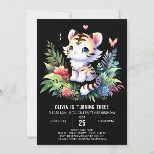 Invitation Pastel Woodland Tiger Anniversaire