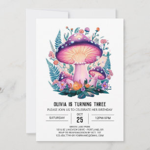 Invitation Pastel Woods Digital Musroom Anniversaire