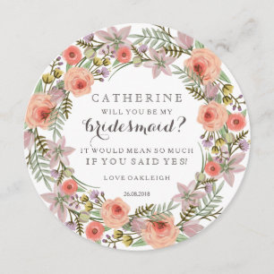 Invitation Pastel Wreath Seras-Tu Ma Serveuse D'Épouce