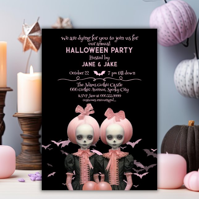 Invitation Pasteloween Jumeaux Déplaisants Adulte Halloween (Créateur téléchargé)