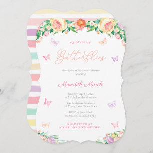 Invitation Pastels Butterflies Garden Fête des mariées Party