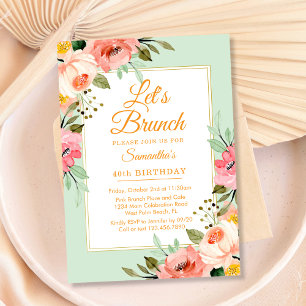 Invitation Pastels Floraux Rose Brunch entre Amis Toute Occas