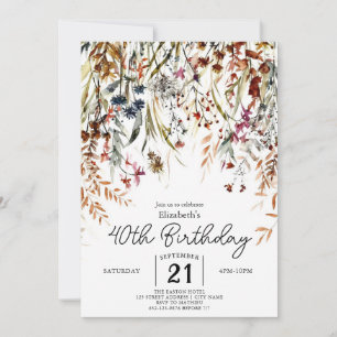 Invitation Pastels Garden Fleurs sauvages 40e anniversaire