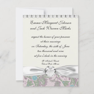Invitation pastels ressort floral damassé