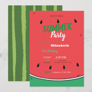 Invitation Pastèque, Fête d'été