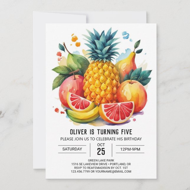 Invitation Pastèque Juicy Fruits modifiables Anniversaire (Devant)